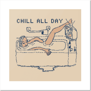 Chill All Day - 1bit Pixelart Posters and Art